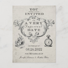 ヴィンテージのアリスWonderland Wedding Save the Date ポストカード