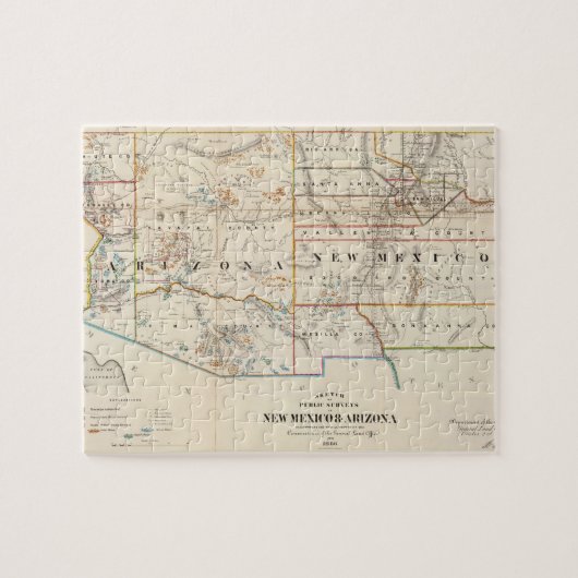 ヴィンテージのアリゾナ州とニューメキシコの地図（1866年） ジグソーパズル (横)
