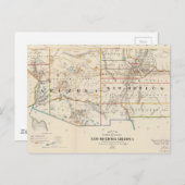 ヴィンテージのアリゾナ州とニューメキシコの地図（1866年） ポストカード (正面/裏面)