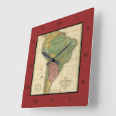 ヴィンテージのアンソニーFinley著1826年の南アメリカの地図 スクエア壁時計 (傾斜)