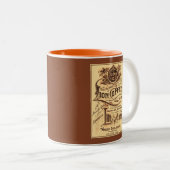 ヴィンテージのアンティークによって元通りにされるライオンのコーヒー広告 ツートーンマグカップ (正面右)