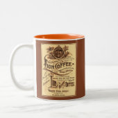 ヴィンテージのアンティークによって元通りにされるライオンのコーヒー広告 ツートーンマグカップ (左)