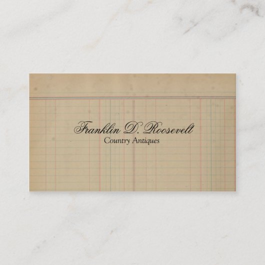 ヴィンテージのアンティークの元帳 名刺 (正面)