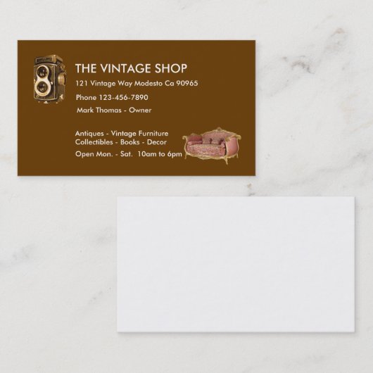 ヴィンテージのアンティークの名刺 名刺 (正面/裏面)