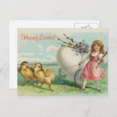 ヴィンテージのアンティークイースター シーズンポストカード (正面/裏面)