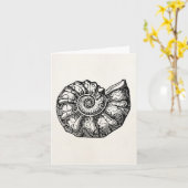 ヴィンテージのアンモナイトの貝殻の化石の貝のテンプレート カード (黄色い花)