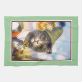 ヴィンテージのアーサーThieleの虎猫猫の台所タオル キッチンタオル (横)