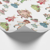 ヴィンテージのアートペーパーの人形。 かわいいペーパー切り出しの人形 ラッピングペーパー (角)