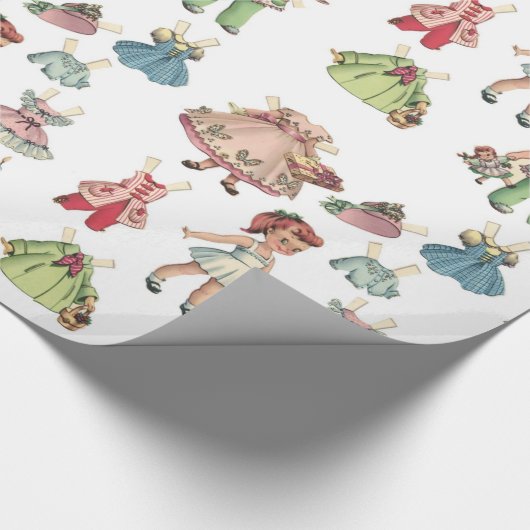 ヴィンテージのアートペーパーの人形。 かわいいペーパー切り出しの人形 ラッピングペーパー (角)