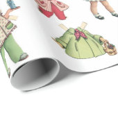 ヴィンテージのアートペーパーの人形。 かわいいペーパー切り出しの人形 ラッピングペーパー (ロールコーナー)