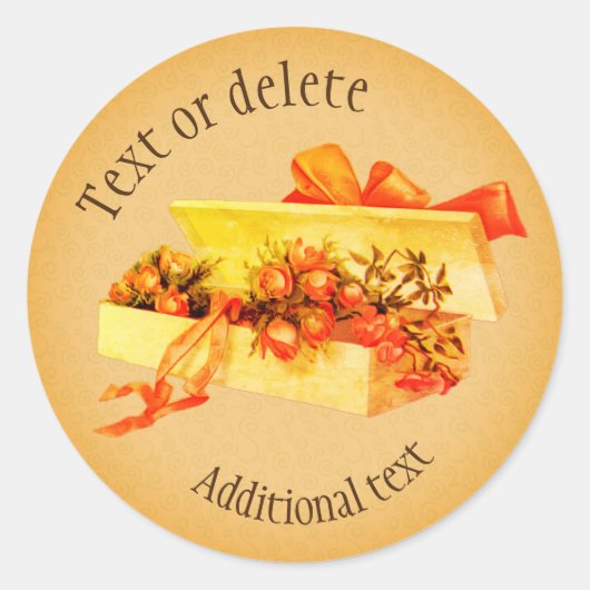 ヴィンテージのアートボックスバラ パーソナライズされた ラウンドシール (正面)