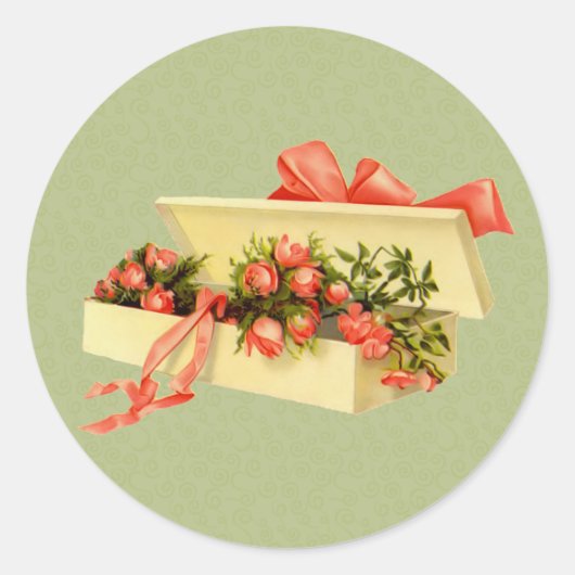 ヴィンテージのアートボックスバラ ラウンドシール (正面)