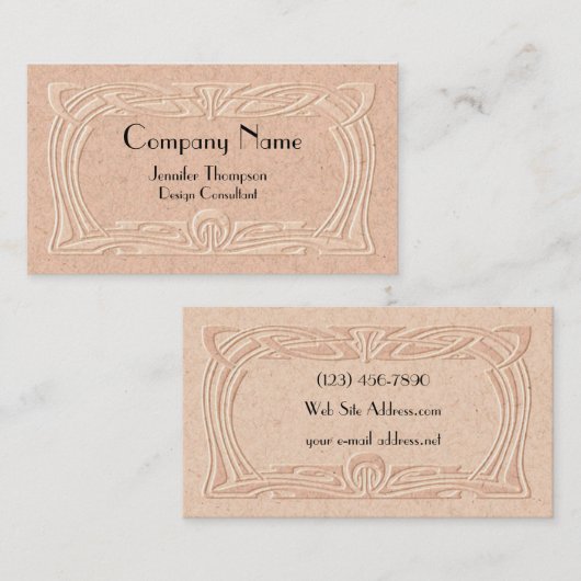 ヴィンテージのアールデコののどのエンボス 名刺 (正面/裏面)