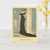 ヴィンテージのアールデコのイラストレーションの~のLaの美女Affligee カード (黄色い花)