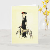 ヴィンテージのアールデコのファッション カード (黄色い花)