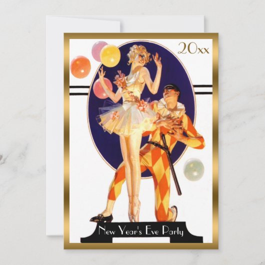 ヴィンテージのアールデコの大晦日のパーティー 招待状 (正面)