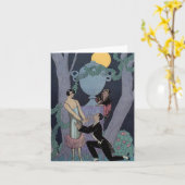 ヴィンテージのアールデコの月光の三角関係のメッセージカード カード (黄色い花)