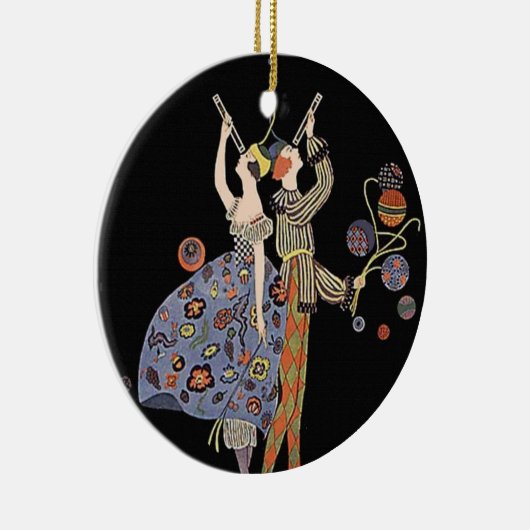 ヴィンテージのアールヌーボーのアールデコの休日のパーティ セラミックオーナメント (右)