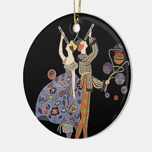 ヴィンテージのアールヌーボーのアールデコの休日のパーティ セラミックオーナメント (左)