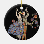 ヴィンテージのアールヌーボーのアールデコの休日のパーティ セラミックオーナメント (裏面)