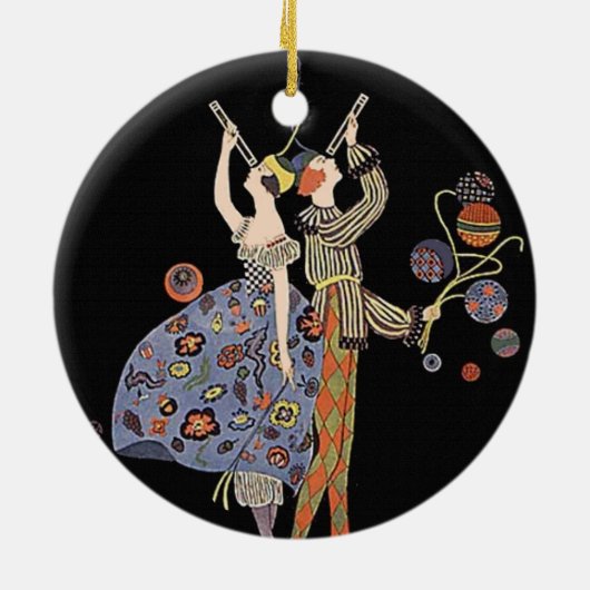 ヴィンテージのアールヌーボーのアールデコの休日のパーティ セラミックオーナメント (裏面)