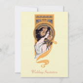 ヴィンテージのアールヌーボーのオレンジの結婚式招待状 招待状 (正面)