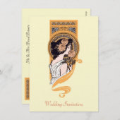 ヴィンテージのアールヌーボーのオレンジの結婚式招待状 招待状 (正面/裏面)