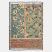 ヴィンテージのアールヌーボーのキンレンカの花の花の投球 スローブランケット (正面縦)