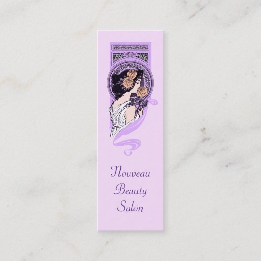 ヴィンテージのアールヌーボーのサロンのスパの名刺 スキニー名刺 (正面)