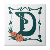 ヴィンテージのアールヌーボーのファンシーな手紙D タイル (正面)