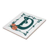 ヴィンテージのアールヌーボーのファンシーな手紙D タイル (側面)