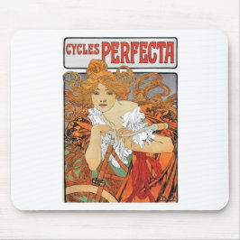 ヴィンテージのアールヌーボーの女の子のサイクリスト マウスパッド