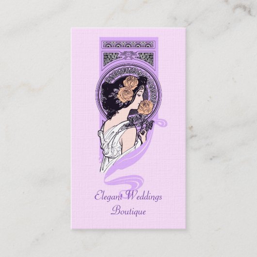 ヴィンテージのアールヌーボーの花嫁のブティックの名刺 名刺 (正面)