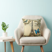 ヴィンテージのアールヌーボーの青の渦巻のパリエッフェル塔 クッション (椅子)