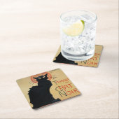 ヴィンテージのアールヌーボーの黒猫 スクエアペーパーコースター (インサイチュ)