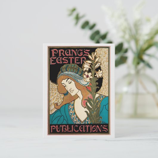 ヴィンテージのアールヌーボーPrangイースター シーズンポストカード (スタンド正面)