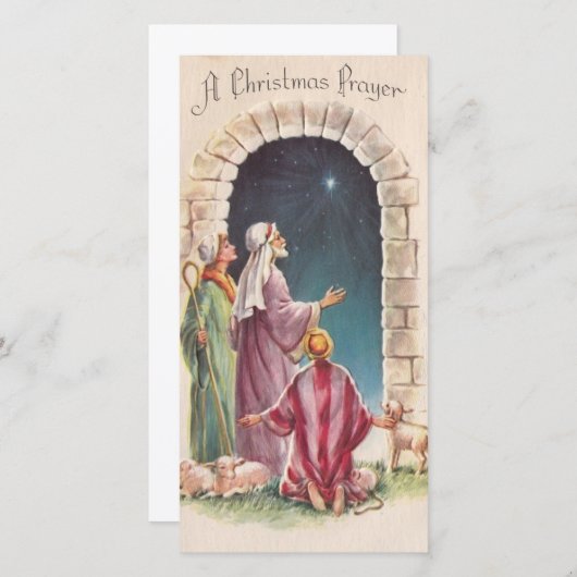 ヴィンテージのイエス　クリスマスの祈り シーズンカード (正面/裏面)