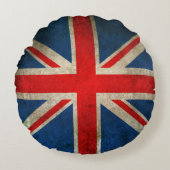 ヴィンテージのイギリスの動揺してな英国国旗の旗 ラウンドクッション (正面)