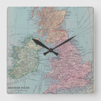 ヴィンテージのイギリスの地図の時計 スクエア壁時計