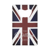 ヴィンテージのイギリスの英国国旗の旗のカスタムな姓 クレジットカード栓抜き (正面)