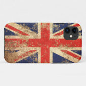 ヴィンテージのイギリスの荒い老化させた旗 Case-Mate iPhoneケース (裏面(横))