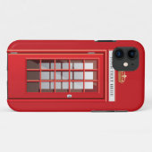 ヴィンテージのイギリスの赤い電話ボックスのモノグラム Case-Mate iPhoneケース (裏面(横))