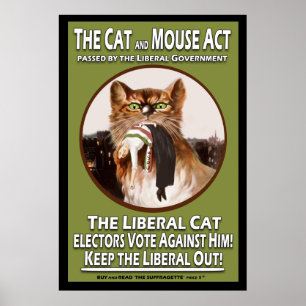 ヴィンテージのイギリスのSuffragetteの猫およびマウスの行為 ポスター
