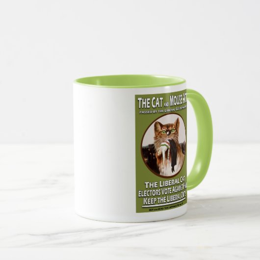 ヴィンテージのイギリスのSuffragetteの猫およびマウスの行為 マグカップ (正面右)