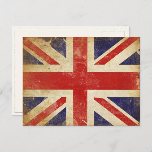 ヴィンテージのイギリス旗が付いている郵便はがき ポストカード (正面/裏面)
