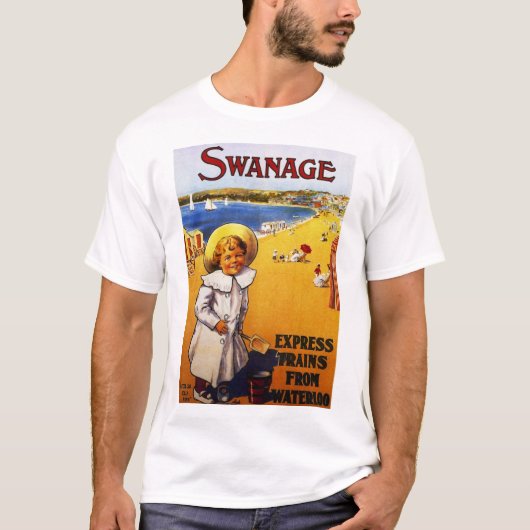 ヴィンテージのイギリスSwanageの海岸広告 Tシャツ (正面)