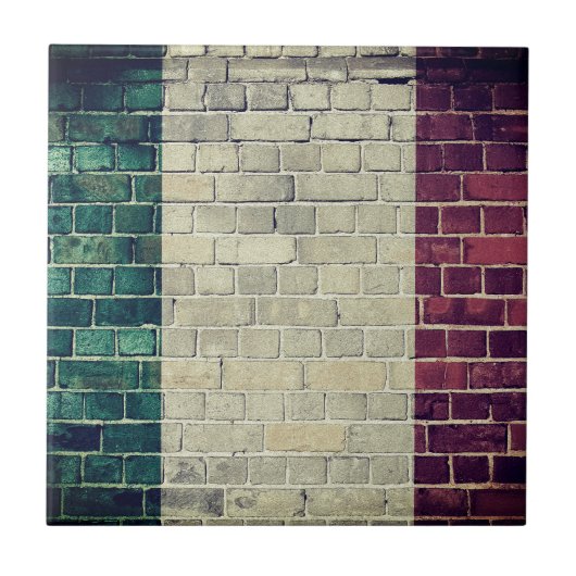 ヴィンテージのイタリアの旗 タイル (正面)