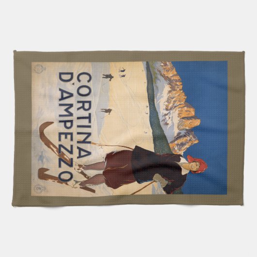 ヴィンテージのイタリアンなアルプス手タオル キッチンタオル (横)