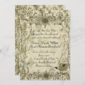 ヴィンテージのイタリアンな緑青の結婚式招待状 招待状 (正面/裏面)