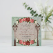 ヴィンテージのイタリアンな街灯及びバラは日付を救います セーブザデート (スタンド正面)